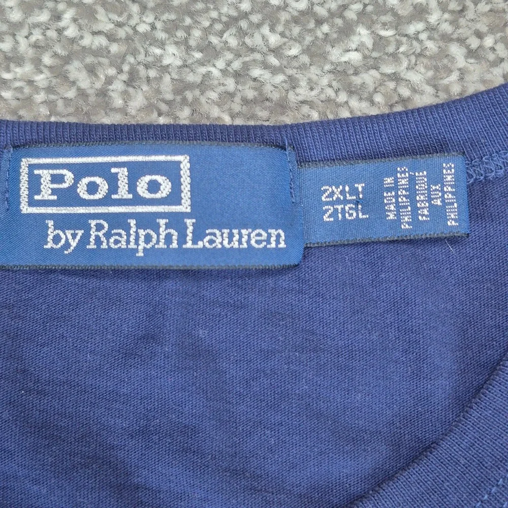 Vintage Polo Ralph Lauren T-Shirt Mens 2XLT Navy Blue Polo 